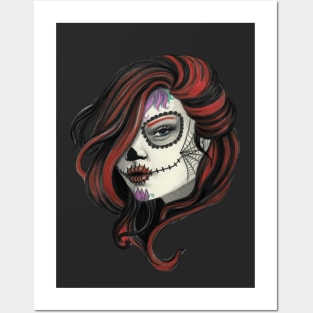 Red head skull girl Posters and Art